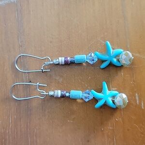 Handmade Turquoise Ocean Starfish Dangle Earrings